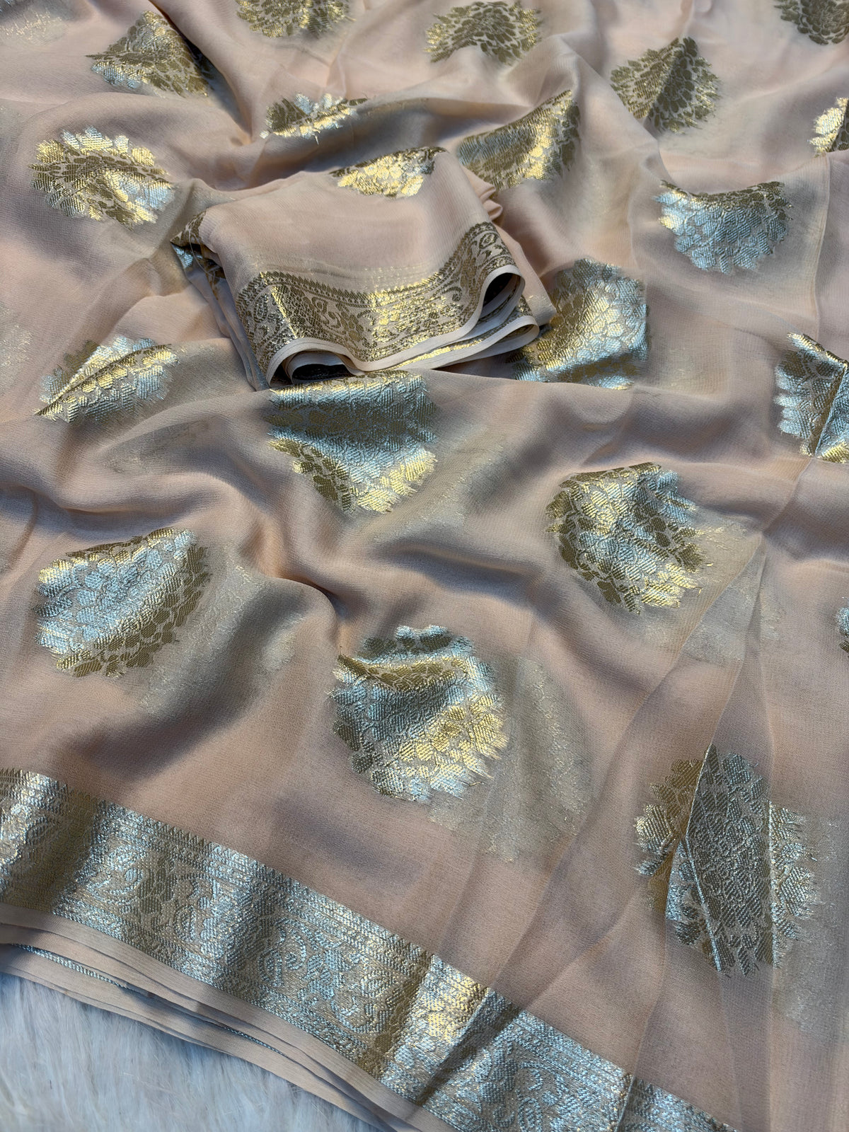 Gratifying Festival Wear Viscose Georgette Jacquard Zari Weaving Work Fancy Saree With Blouse Piece