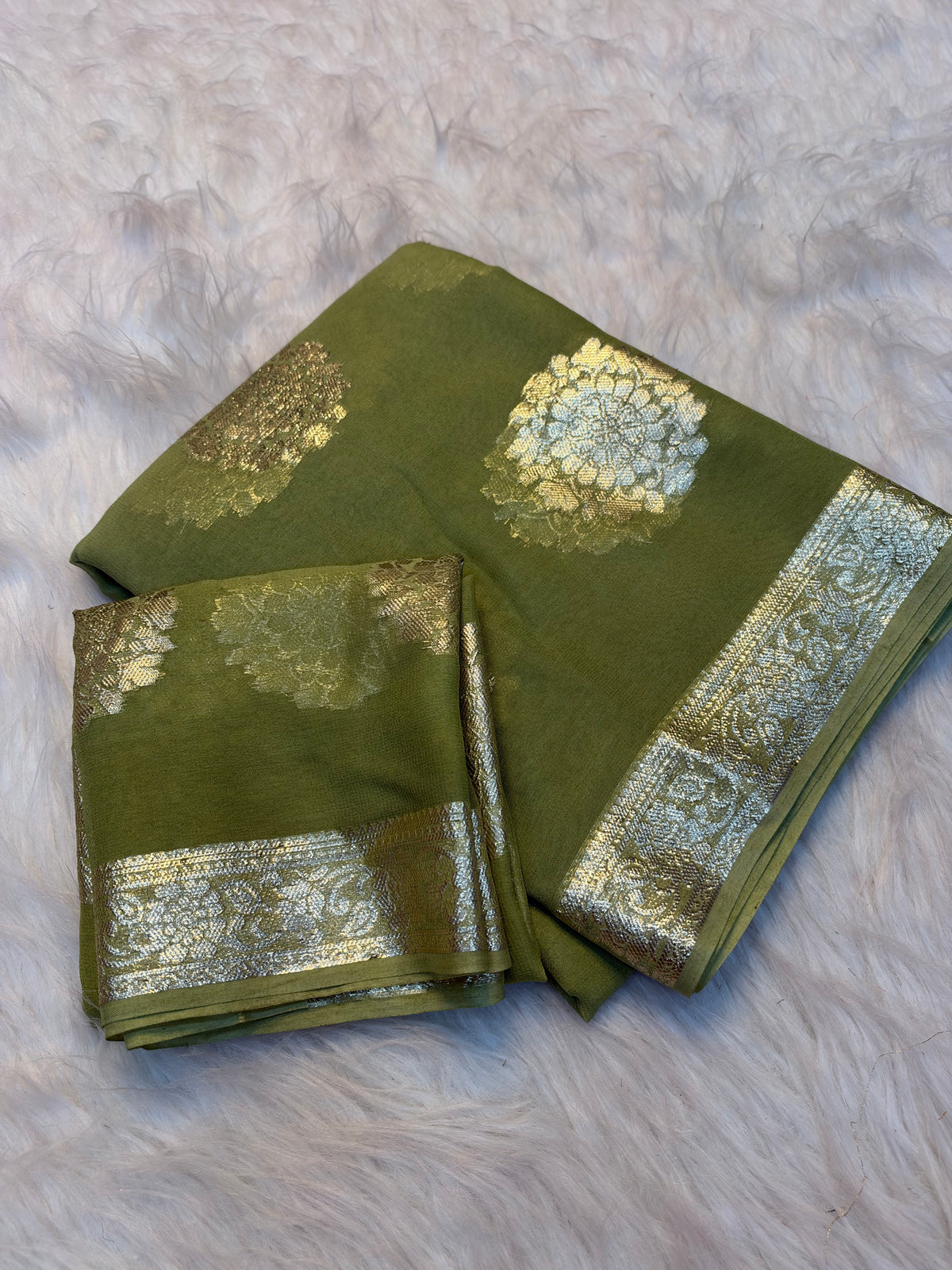 Gratifying Festival Wear Viscose Georgette Jacquard Zari Weaving Work Fancy Saree With Blouse Piece