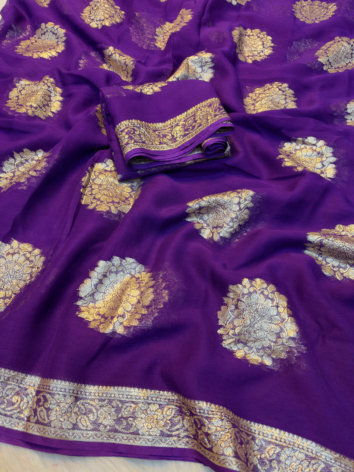 Gratifying Festival Wear Viscose Georgette Jacquard Zari Weaving Work Fancy Saree With Blouse Piece