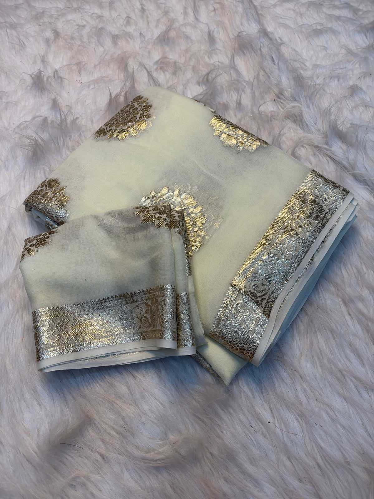 Gratifying Festival Wear Viscose Georgette Jacquard Zari Weaving Work Fancy Saree With Blouse Piece