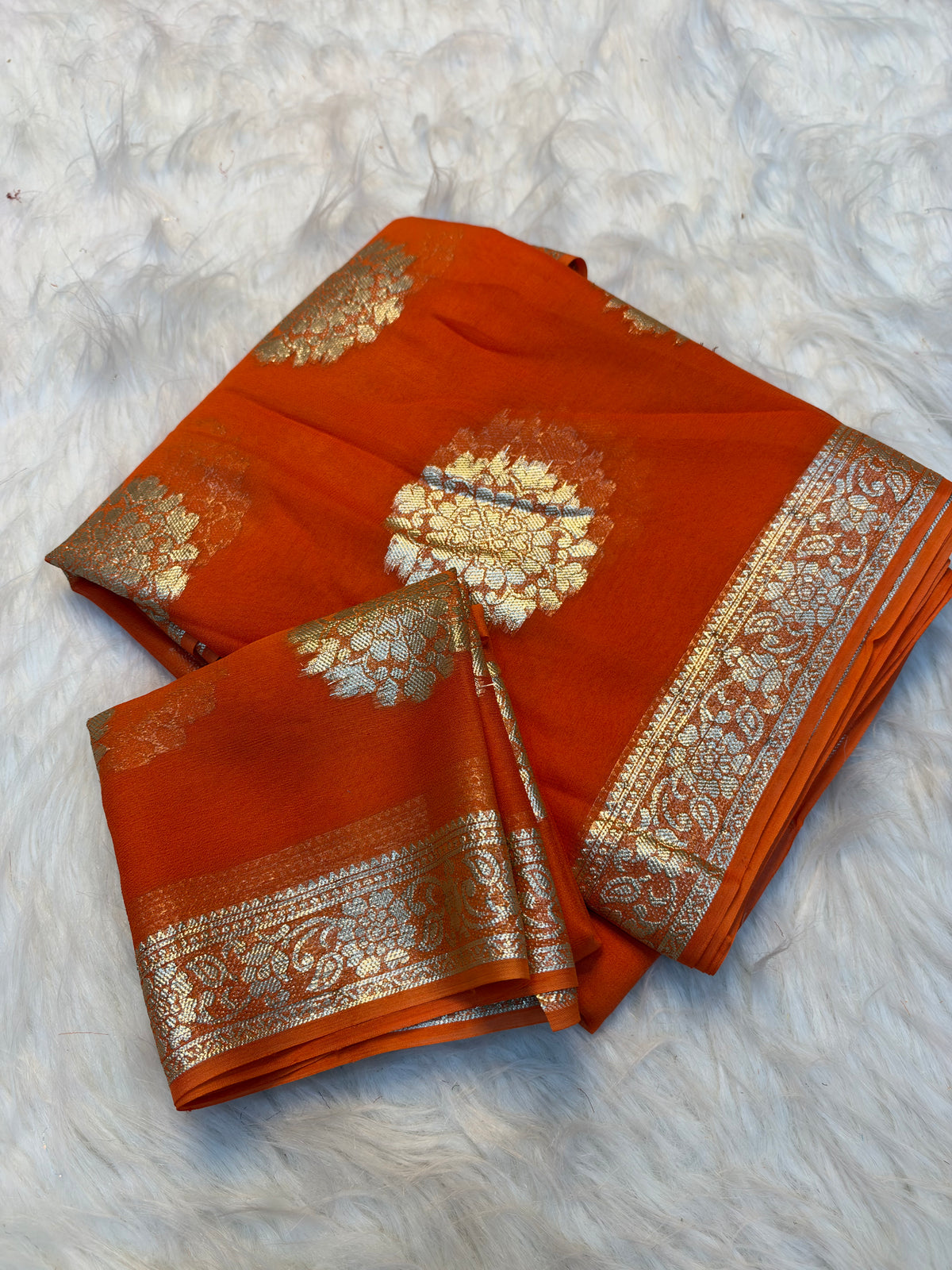 Gratifying Festival Wear Viscose Georgette Jacquard Zari Weaving Work Fancy Saree With Blouse Piece