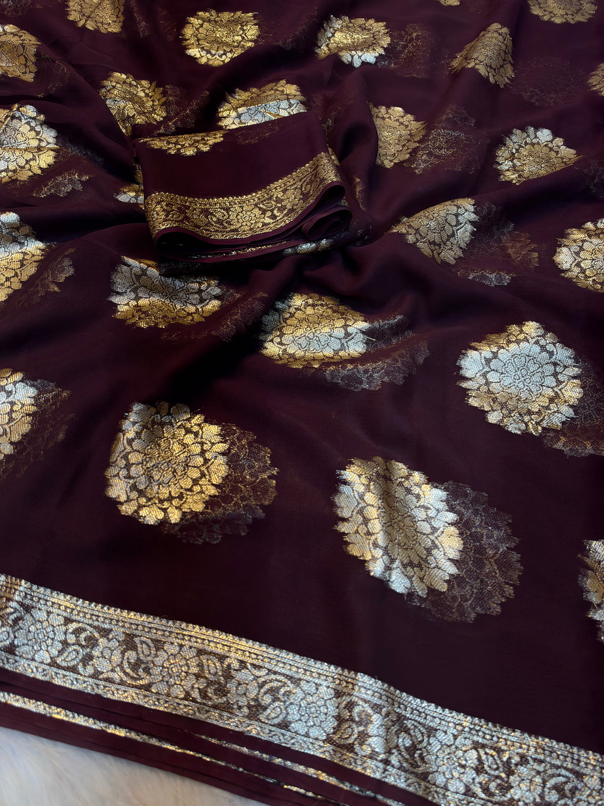 Gratifying Festival Wear Viscose Georgette Jacquard Zari Weaving Work Fancy Saree With Blouse Piece
