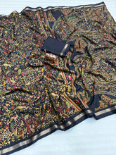Load image into Gallery viewer, Graceful Party Wear Pure Soft Tussar Kashmiri Silk Printed n Zari Work Border Rich Pallu Fancy Designer Saree
