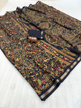 Load image into Gallery viewer, Graceful Party Wear Pure Soft Tussar Kashmiri Silk Printed n Zari Work Border Rich Pallu Fancy Designer Saree
