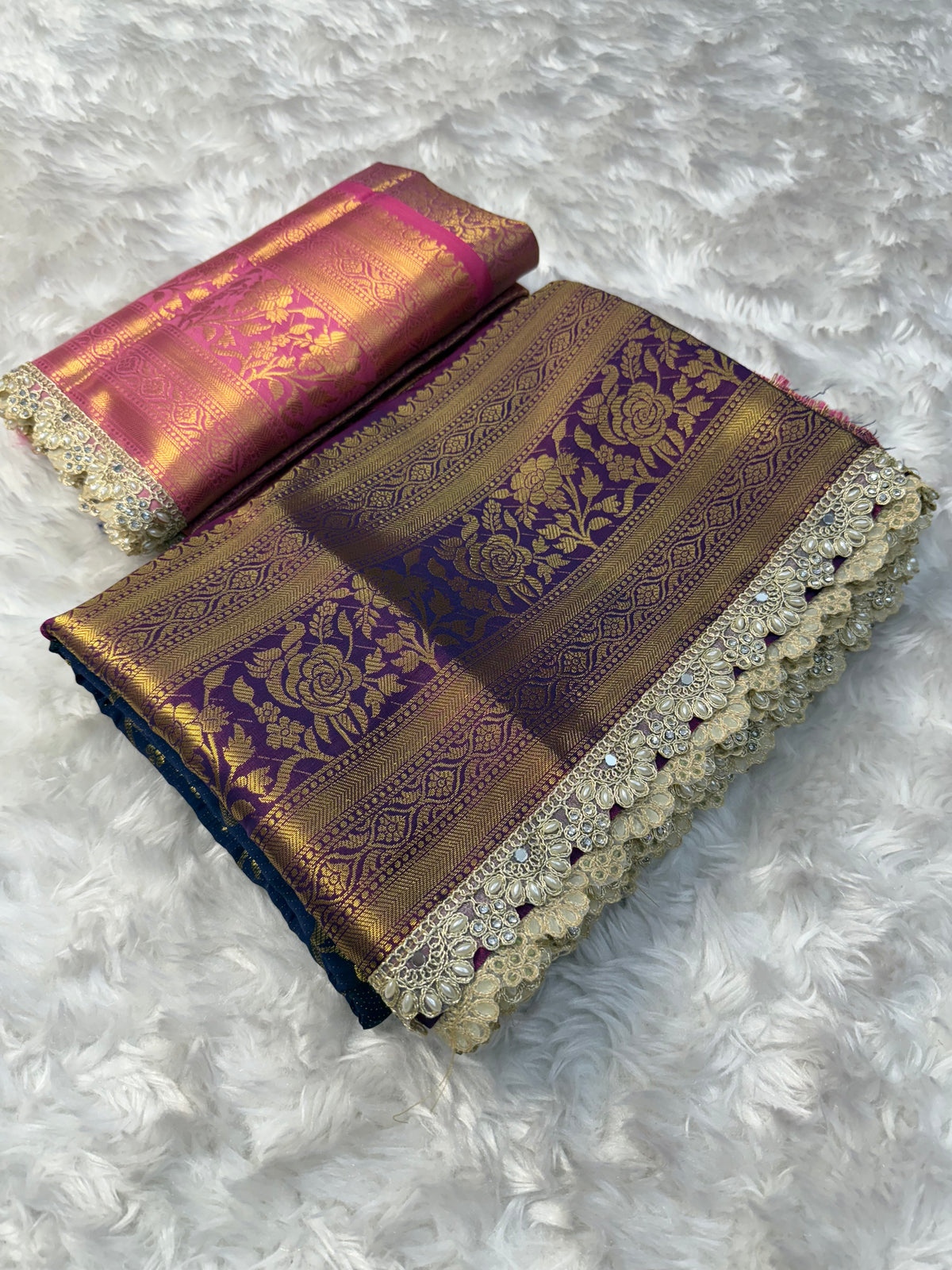 Attractive Festive Wear Banarasi Tissue Silk Zari Weaving Border Heavy Lace Work Designer Saree For Women