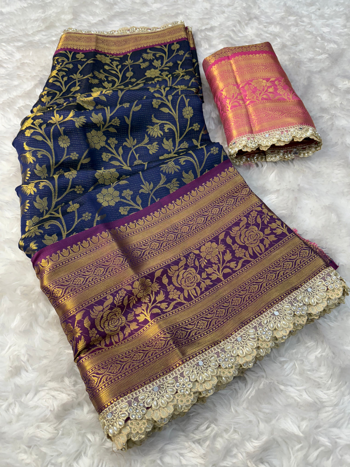 Attractive Festive Wear Banarasi Tissue Silk Zari Weaving Border Heavy Lace Work Designer Saree For Women