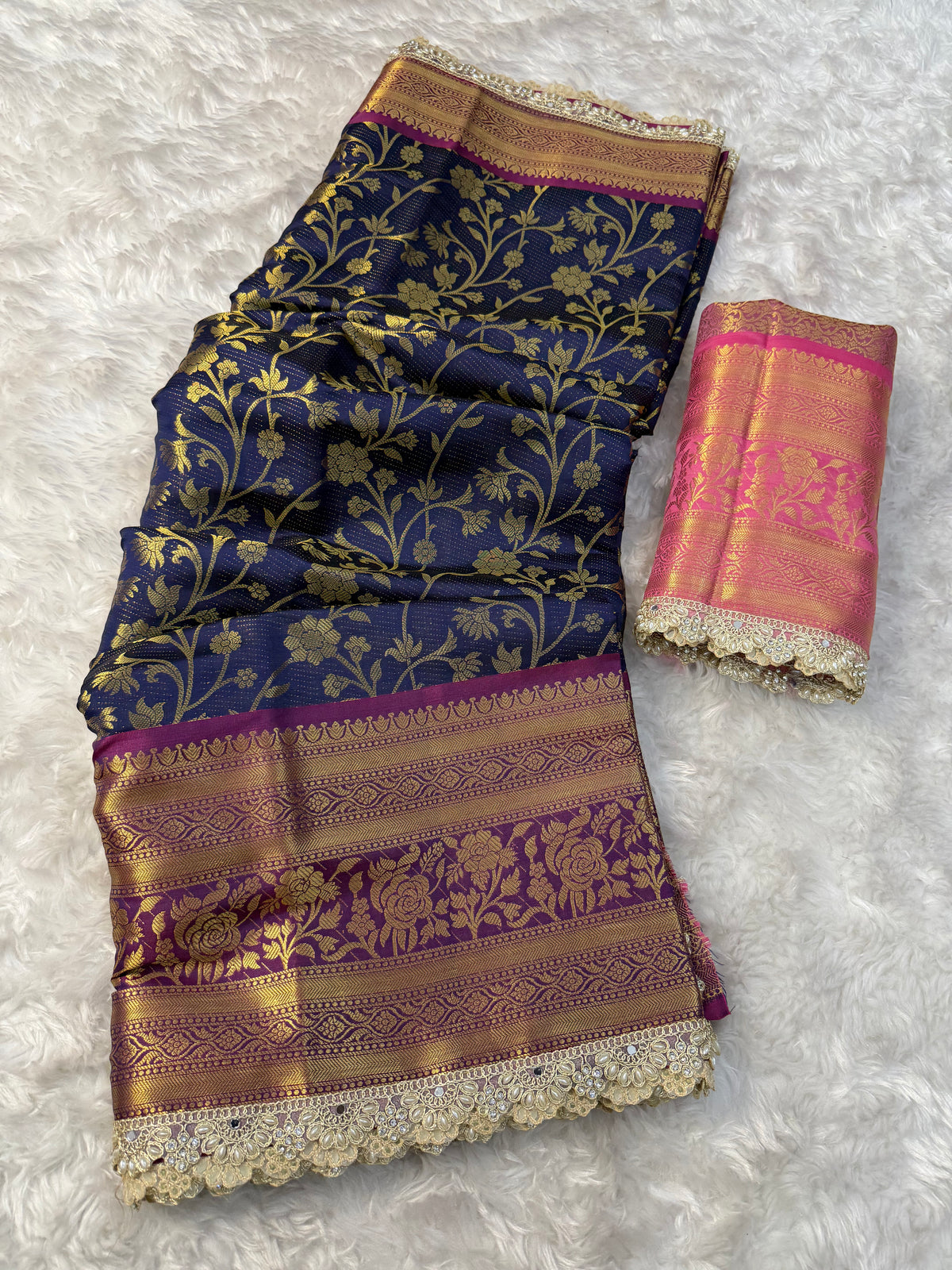 Attractive Festive Wear Banarasi Tissue Silk Zari Weaving Border Heavy Lace Work Designer Saree For Women