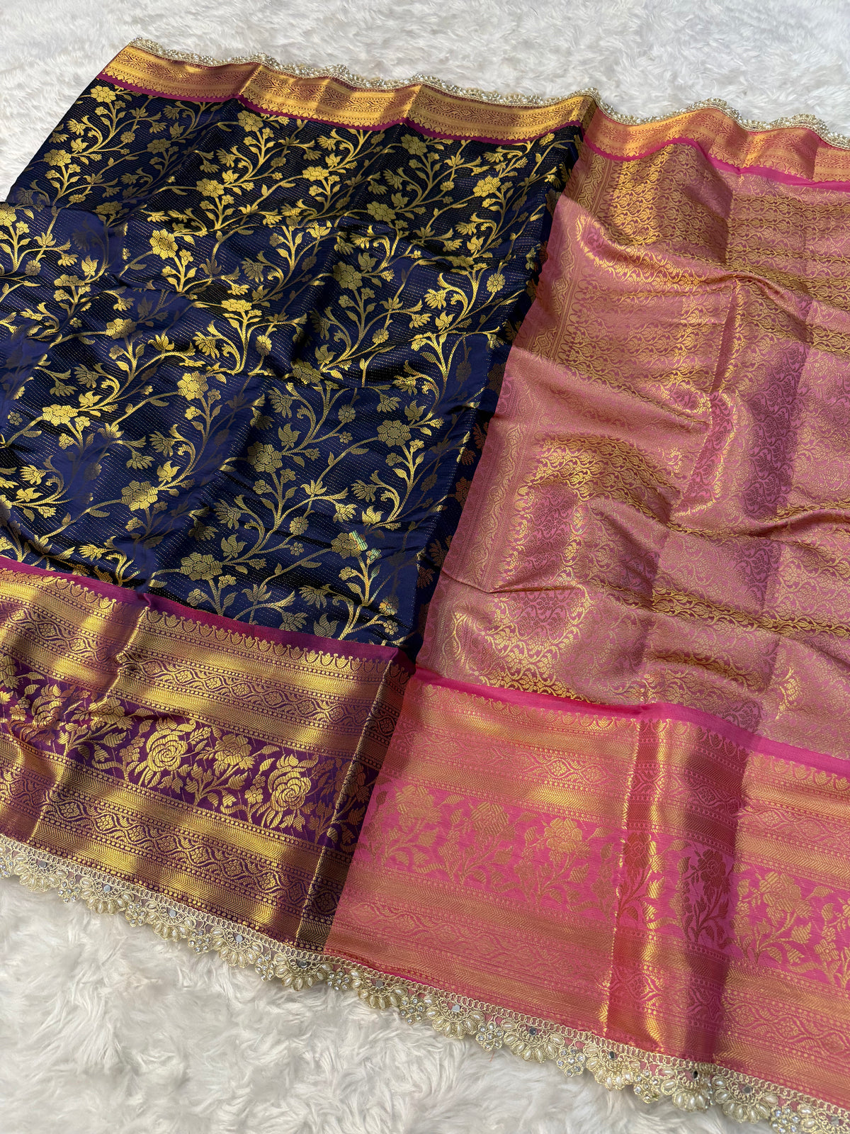 Attractive Festive Wear Banarasi Tissue Silk Zari Weaving Border Heavy Lace Work Designer Saree For Women