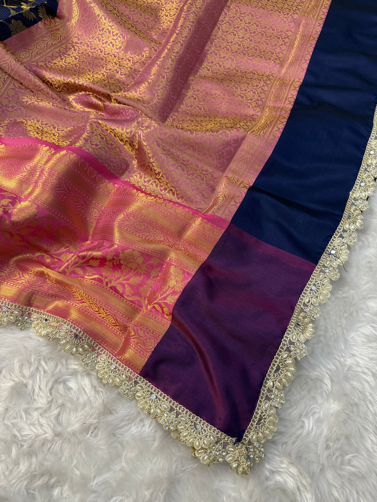 Attractive Festive Wear Banarasi Tissue Silk Zari Weaving Border Heavy Lace Work Designer Saree For Women
