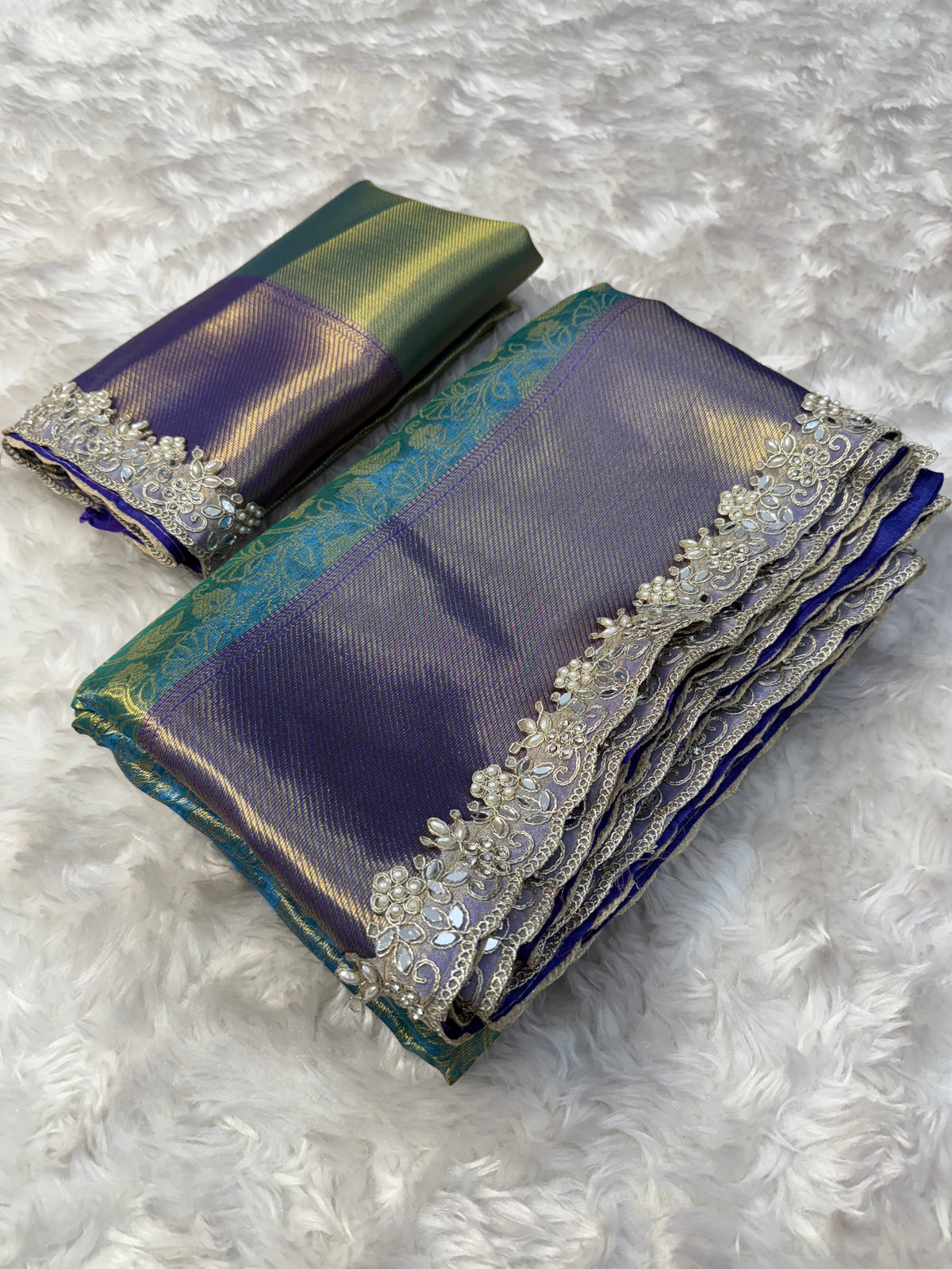 Gratifying Wedding Wear Banarasi Tissue Silk Zari Weaving Border n Heavy Lace Work Fancy Saree For Occasion