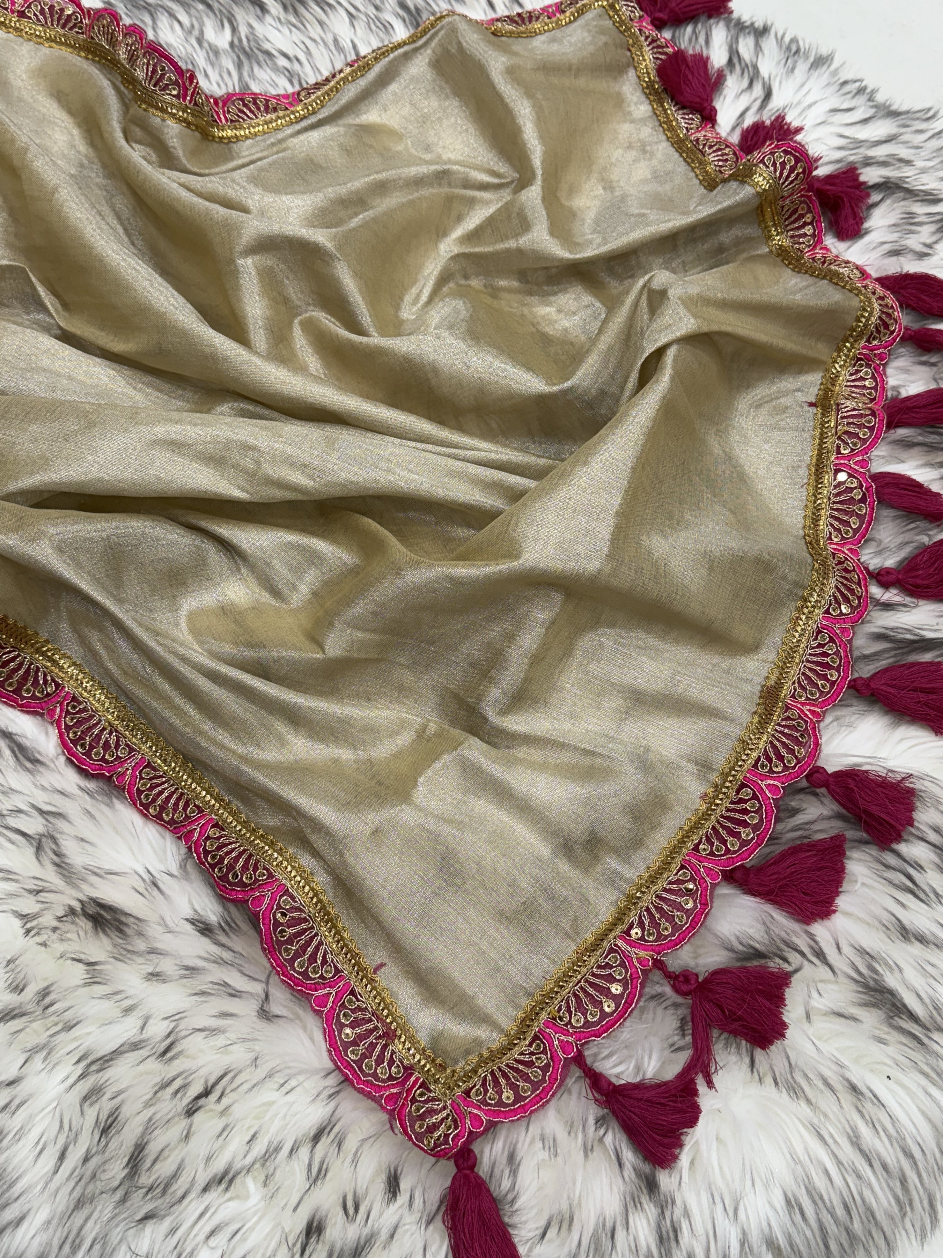 New Festive wear Tissue Silk Cut Work Lace Border Fancy Designer Saree With Blouse Piece