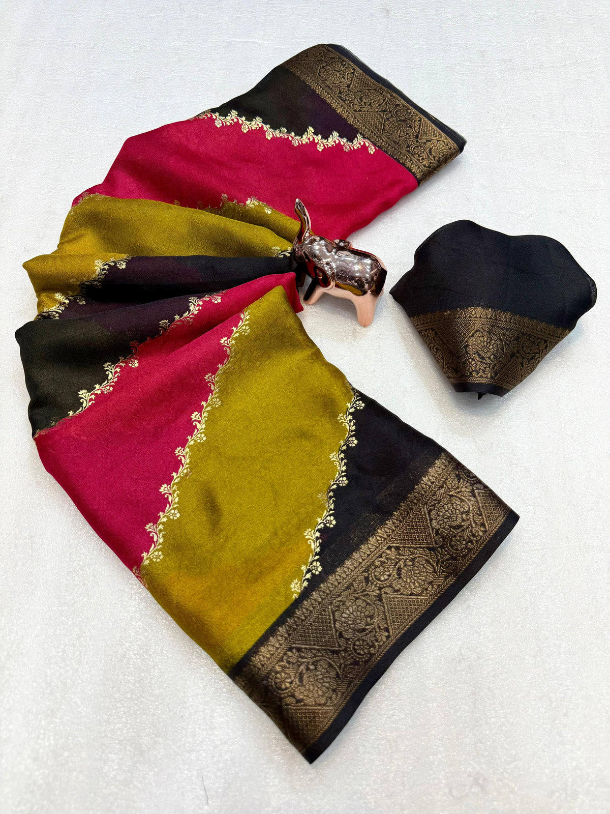 Traditional Function Wear Georgette Leheriya Design Foil Print Zari Weaving Border Fancy Designer Saree With Blouse Piece