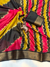 Load image into Gallery viewer, Traditional Function Wear Georgette Leheriya Design Foil Print Zari Weaving Border Fancy Designer Saree With Blouse Piece
