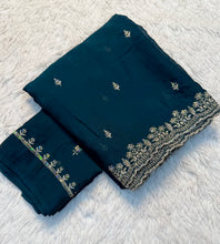 Load image into Gallery viewer, Admirable Festive Wear Crush Silk Embroidery n Sequence Work Designer Saree With Blouse Piece
