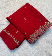 Load image into Gallery viewer, Admirable Festive Wear Crush Silk Embroidery n Sequence Work Designer Saree With Blouse Piece
