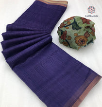 Load image into Gallery viewer, New Purple Color Soft Chanderi Fabric Kalamkari Print n Zari Patta Border Work Fancy Designer Partywear Saree
