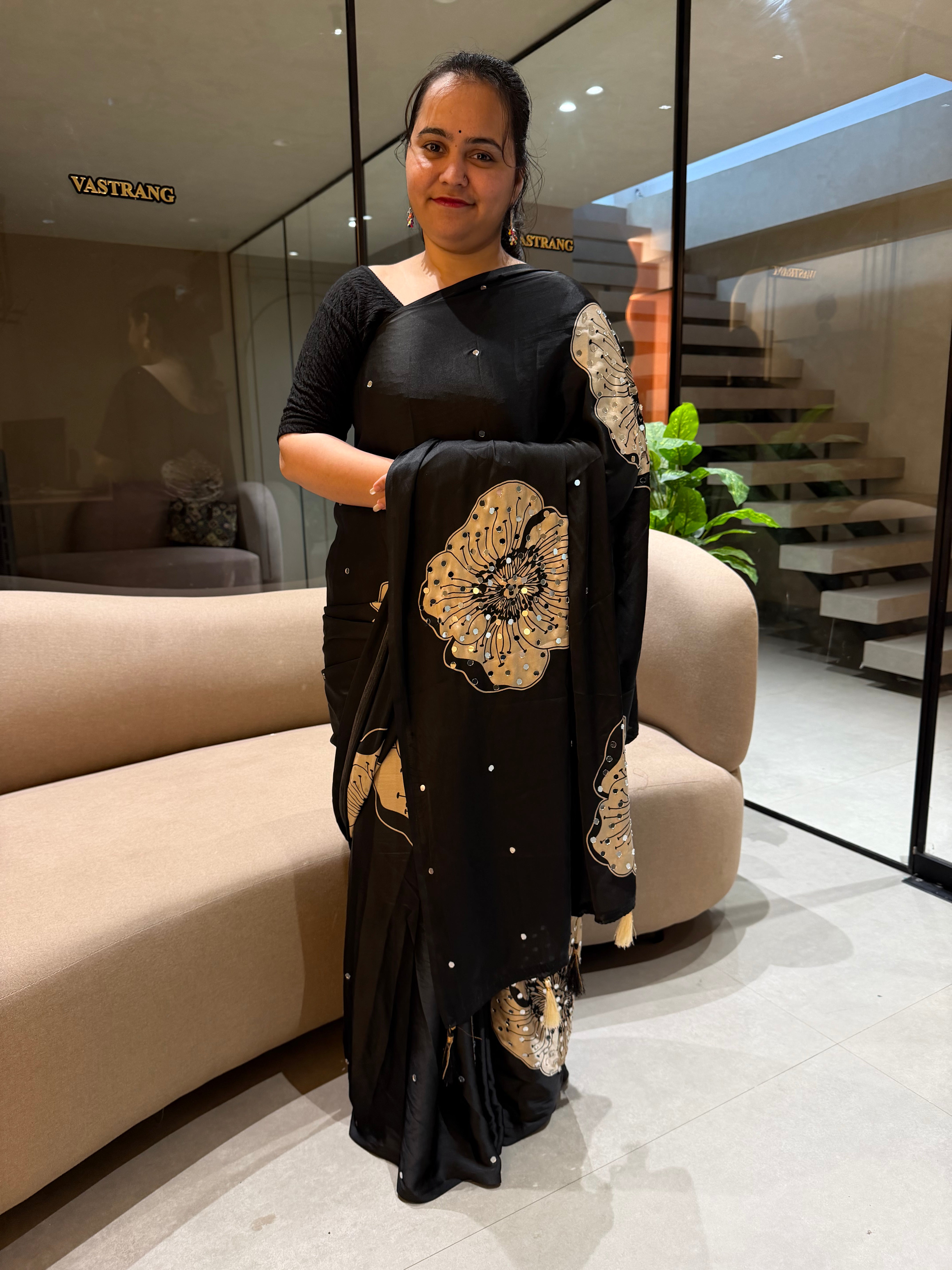 Exuberant Party Wear Satin Silk Mirror Work Designer Saree With Blissful Blouse Piece