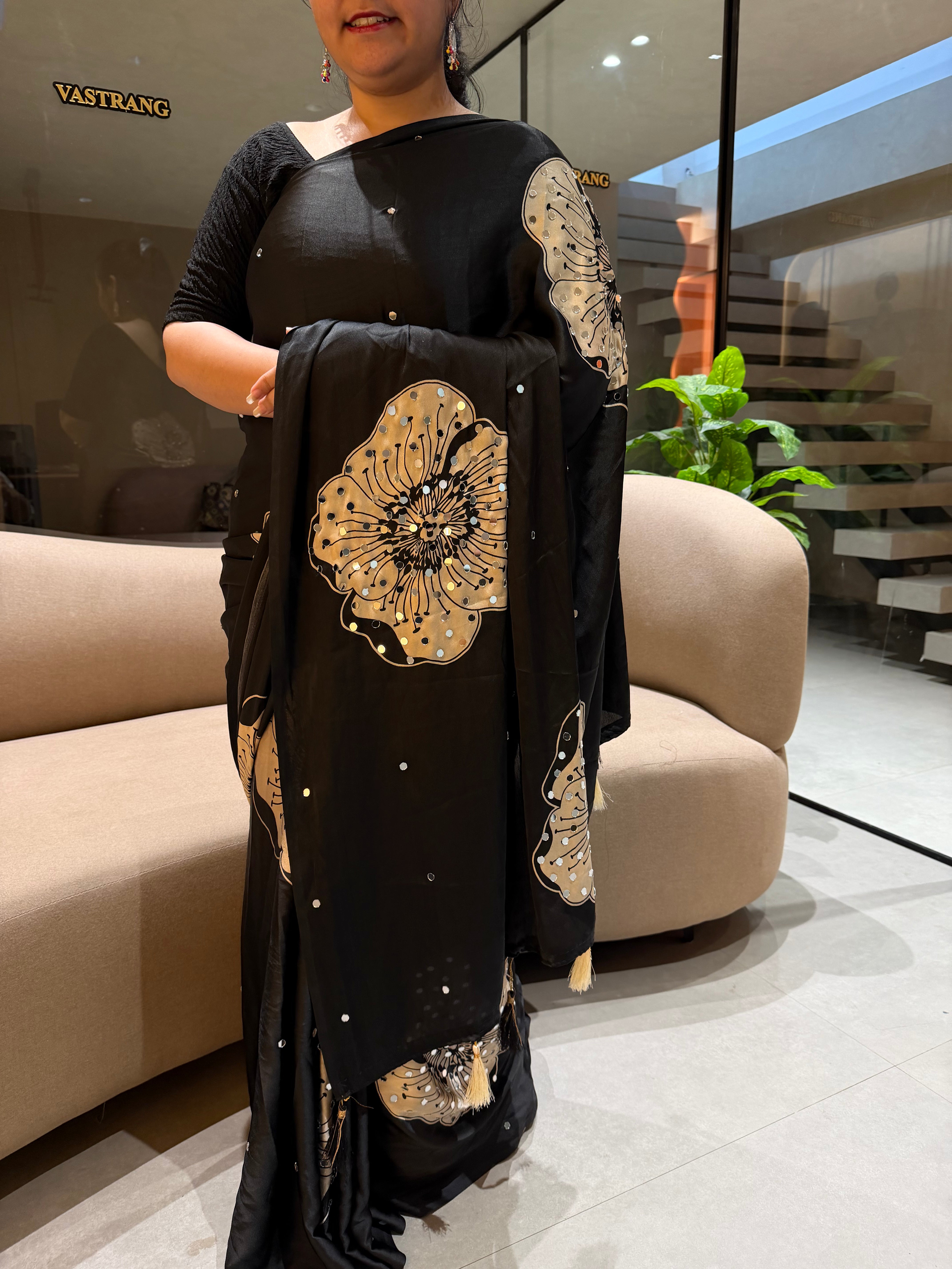 Exuberant Party Wear Satin Silk Mirror Work Designer Saree With Blissful Blouse Piece