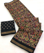 Load image into Gallery viewer, Glamorous Festive Wear Cotton Ajrak Printed Zari Weaving Border Fancy Designer Saree With Elegant Blouse Piece
