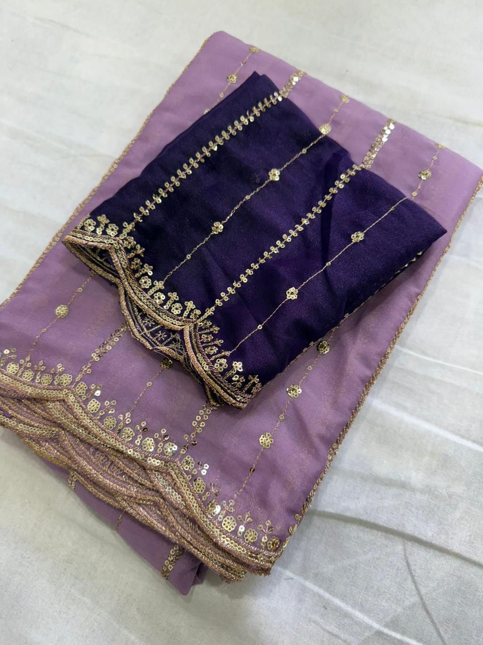 Redolent Function Wear Georgette Embroidery n Sequence Work Fancy Designer Saree With Contrast Blouse Piece