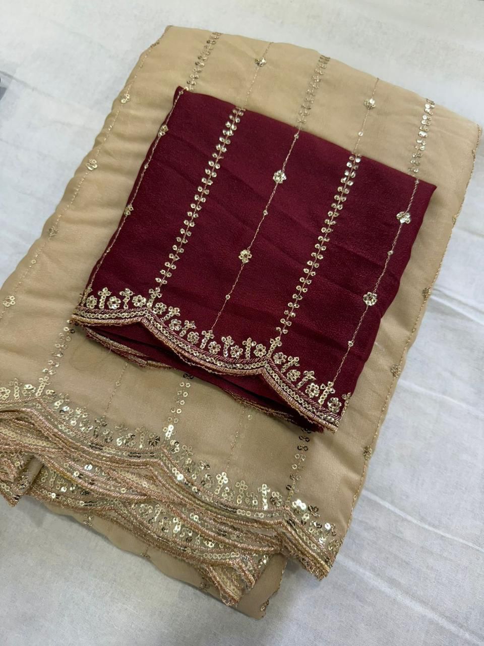 Redolent Function Wear Georgette Embroidery n Sequence Work Fancy Designer Saree With Contrast Blouse Piece