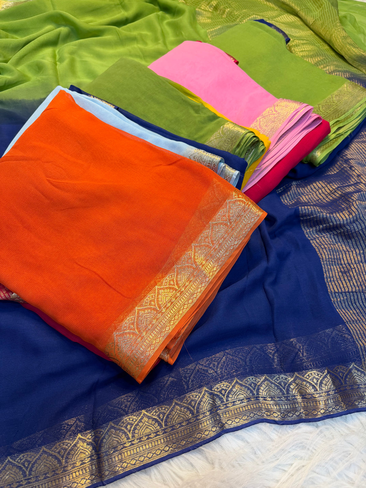 Graceful Function Wear Pure Viscose Georgette Jacquard Border n Rich Pallu Fancy Saree With Blouse Piece