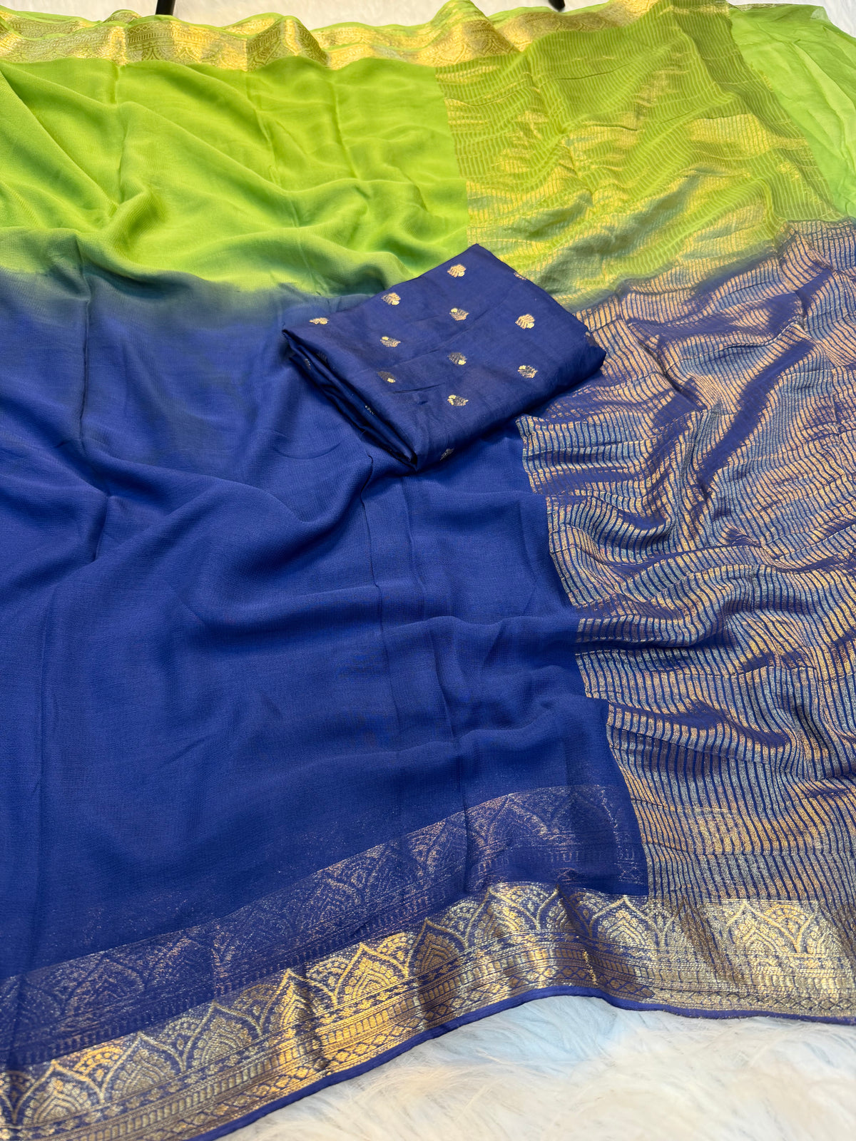 Graceful Function Wear Pure Viscose Georgette Jacquard Border n Rich Pallu Fancy Saree With Blouse Piece