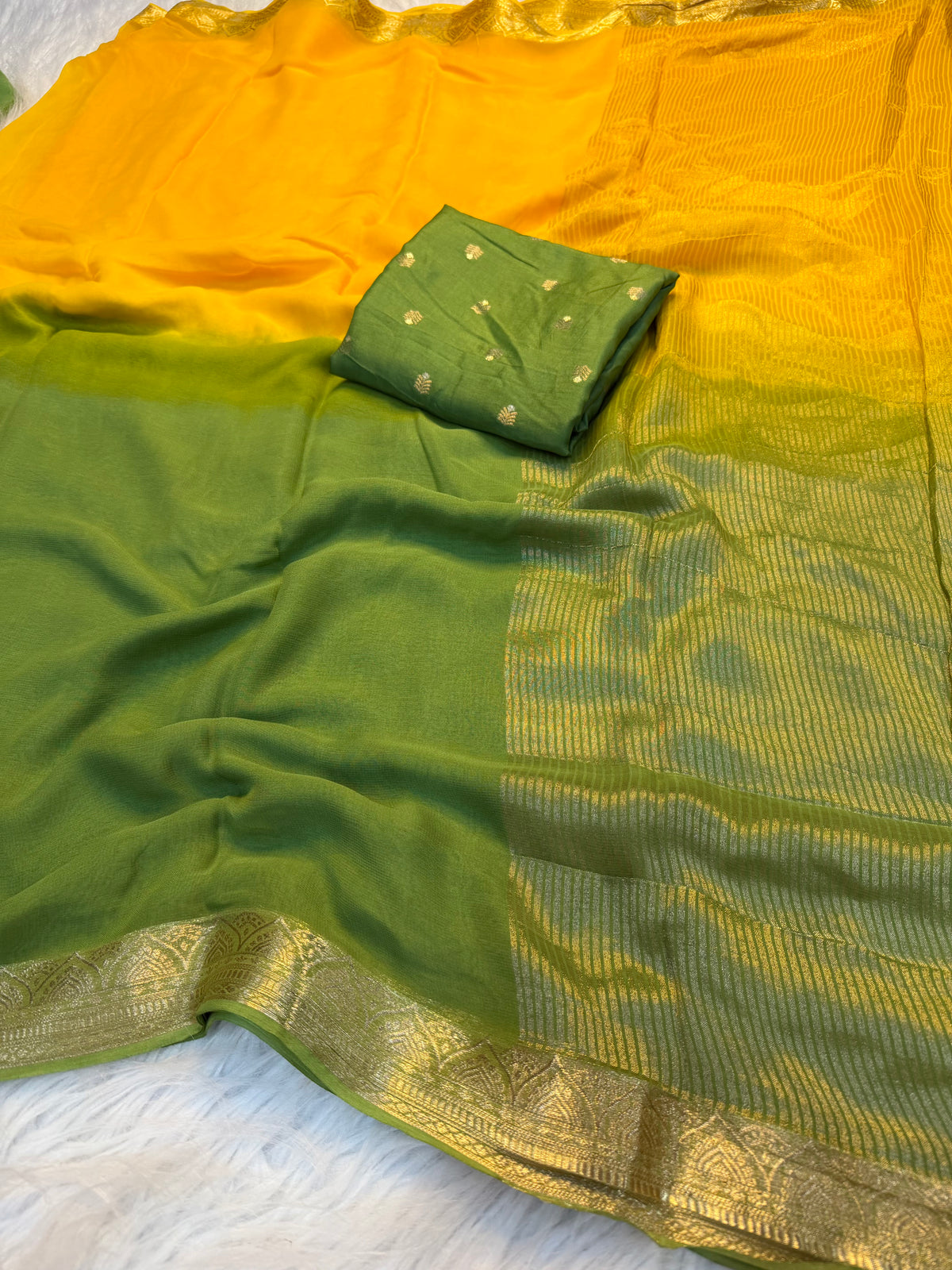 Graceful Function Wear Pure Viscose Georgette Jacquard Border n Rich Pallu Fancy Saree With Blouse Piece
