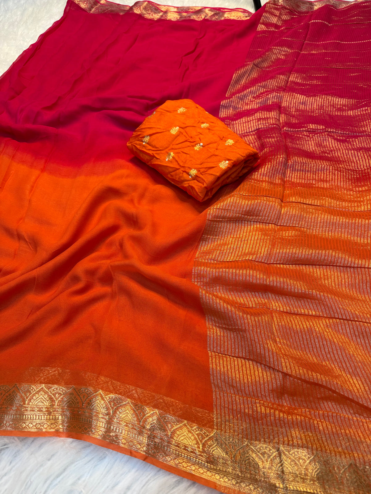 Graceful Function Wear Pure Viscose Georgette Jacquard Border n Rich Pallu Fancy Saree With Blouse Piece