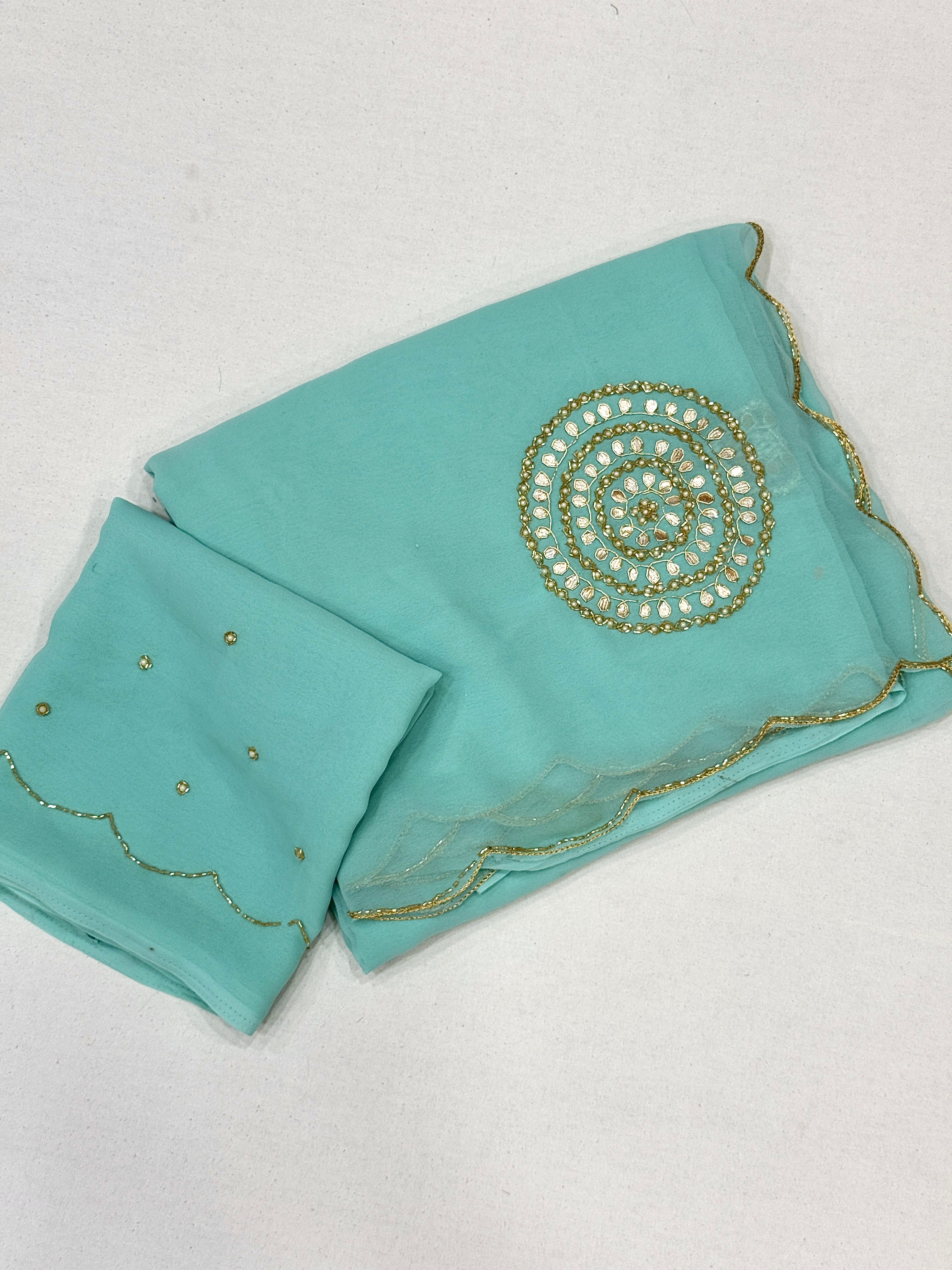 Attractive Party Wear Soft Pure Georgette Butta n Handwork Fancy Saree With Blouse Piece