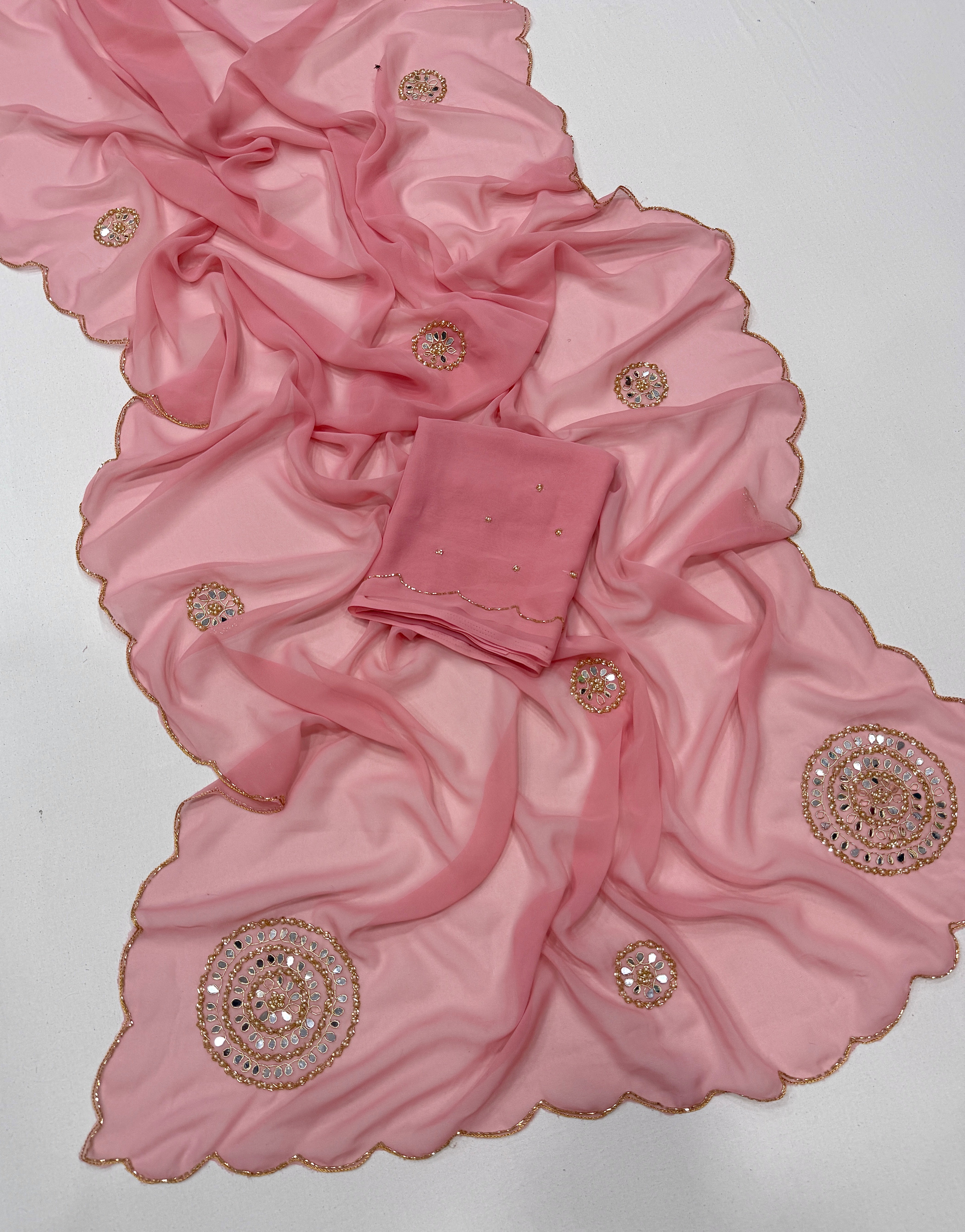 Attractive Party Wear Soft Pure Georgette Butta n Handwork Fancy Saree With Blouse Piece