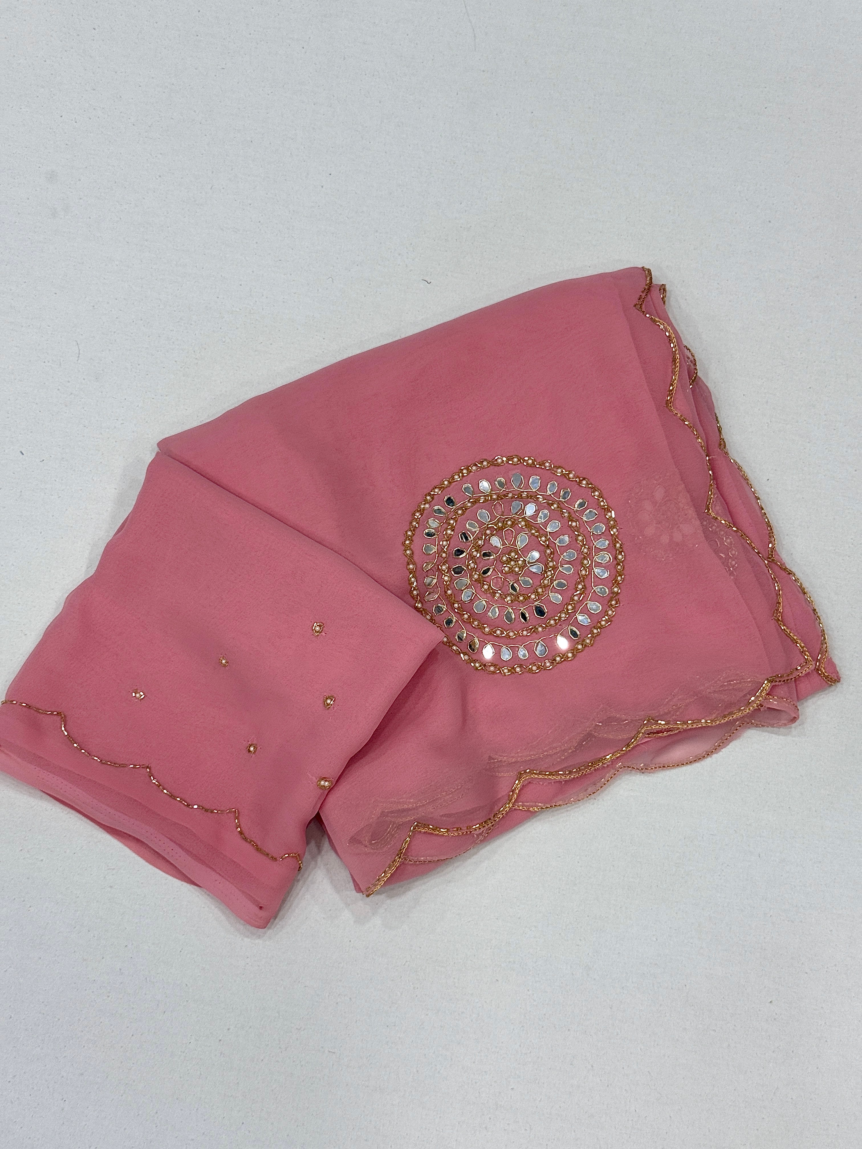 Attractive Party Wear Soft Pure Georgette Butta n Handwork Fancy Saree With Blouse Piece