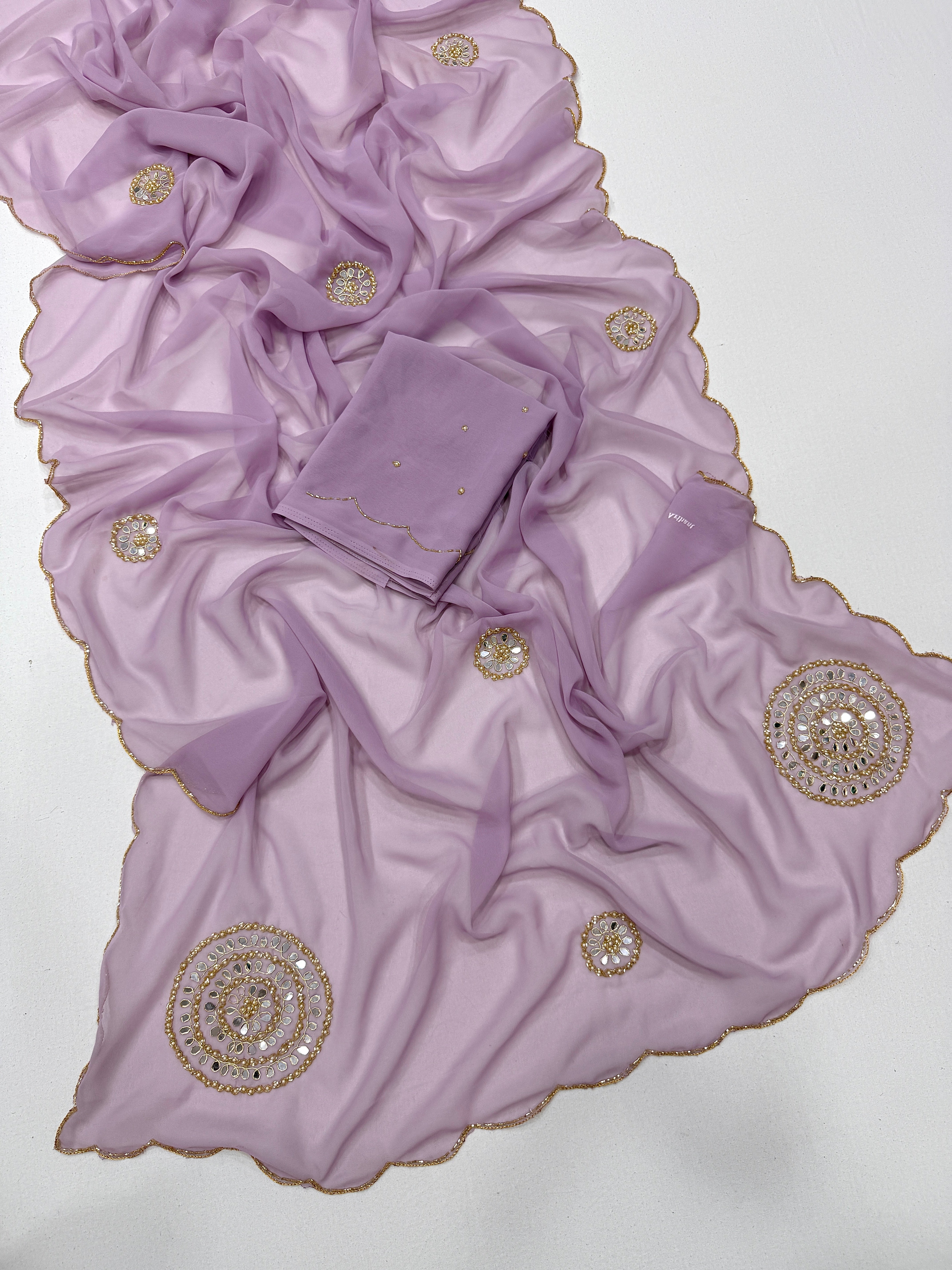 Attractive Party Wear Soft Pure Georgette Butta n Handwork Fancy Saree With Blouse Piece
