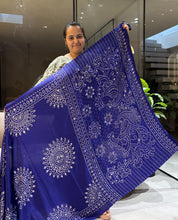Load image into Gallery viewer, Artisanal Function Wear Pure Satin Silk Ajrak Printed Rich Pallu n Mirror Work Designer Saree
