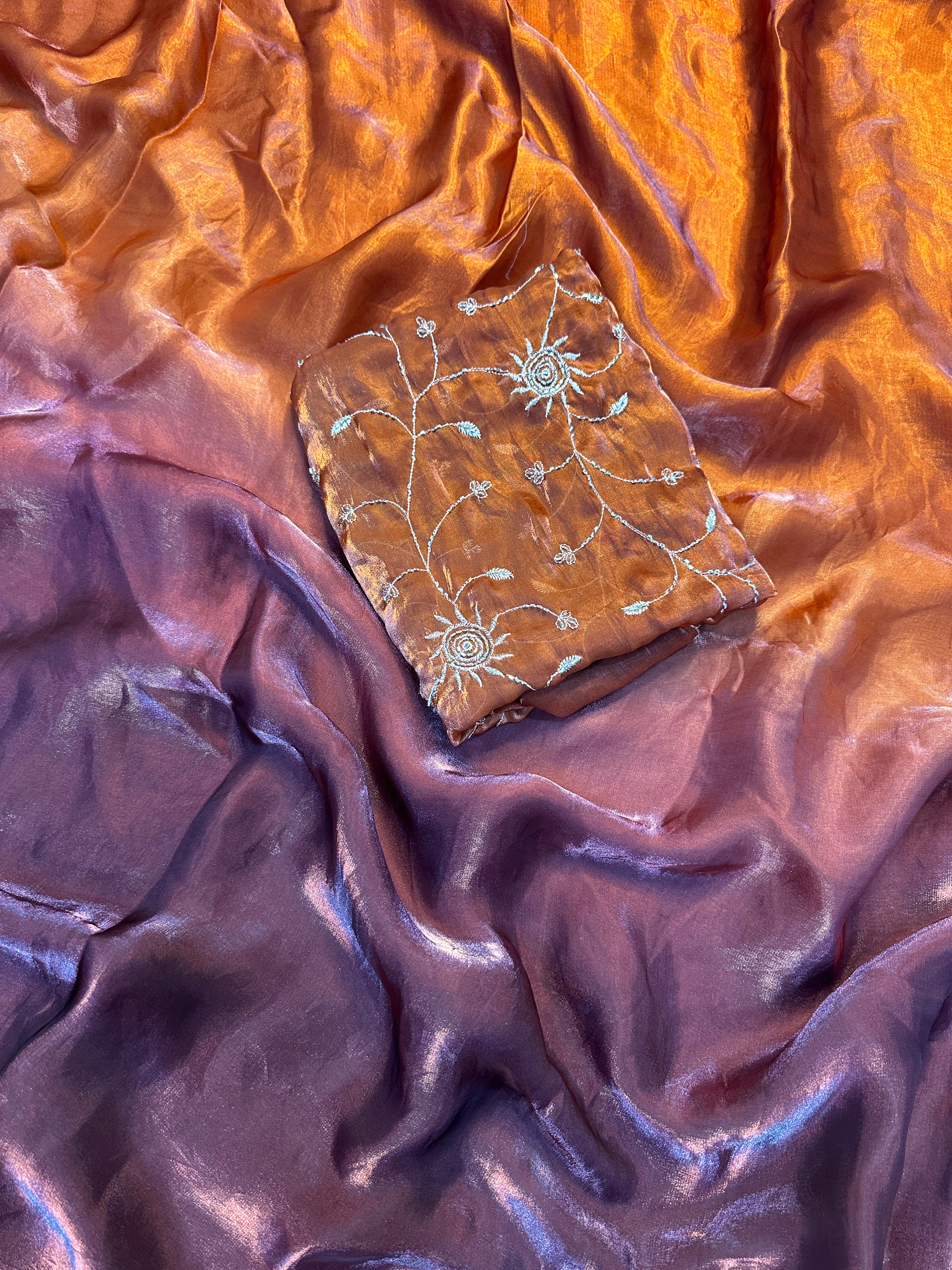 Charming Double Shaded Festive Wear Silk Fancy Designer Saree With Heavy Beads Work Blouse