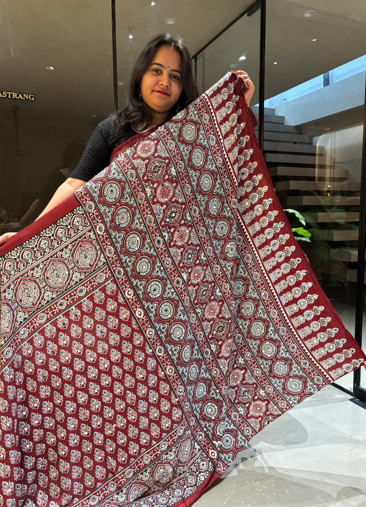 Lassitude Party Wear Satin Silk Original Mirror n Print Work Fancy Saree For Women