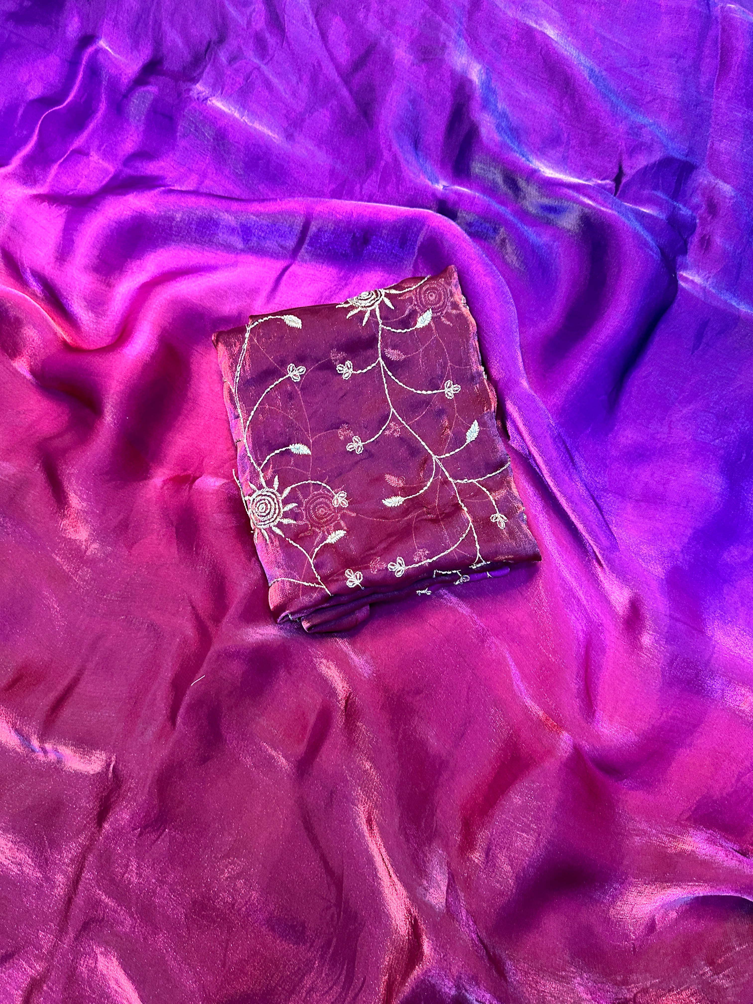 Charming Double Shaded Festive Wear Silk Fancy Designer Saree With Heavy Beads Work Blouse