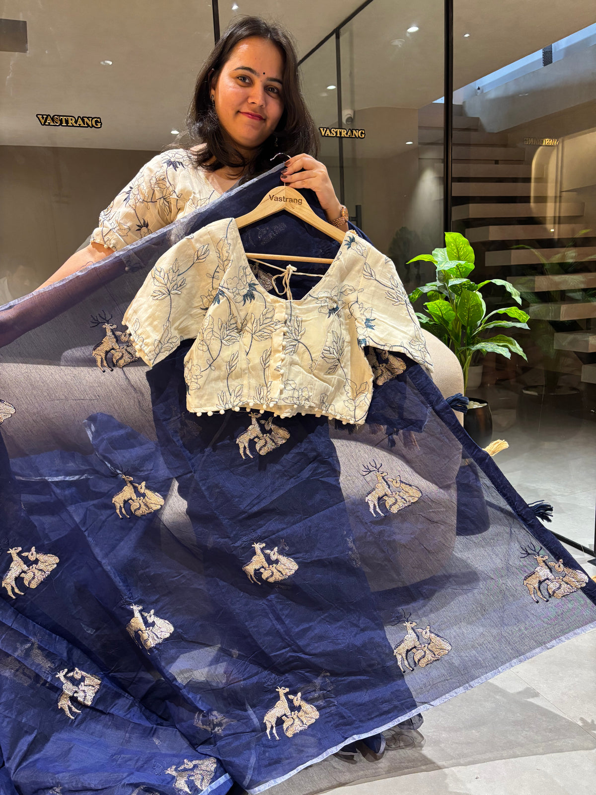 New Chanderi Cotton Embroidery n Tussels Work Fancy Designer Festive Wear Saree With Stitched Blouse