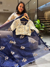 Load image into Gallery viewer, New Chanderi Cotton Embroidery n Tussels Work Fancy Designer Festive Wear Saree With Stitched Blouse
