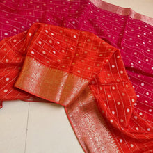 Load image into Gallery viewer, Delightful Festive Wear Double Shaded Chinnon Jacquard Weaving Border Fancy Designer Saree
