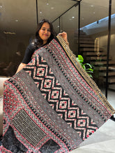 Load image into Gallery viewer, Lassitude Function Wear Pure Satin Silk Ajrak Printed Rich Pallu n Mirror Work Fancy Saree With Blissful Blouse Piece
