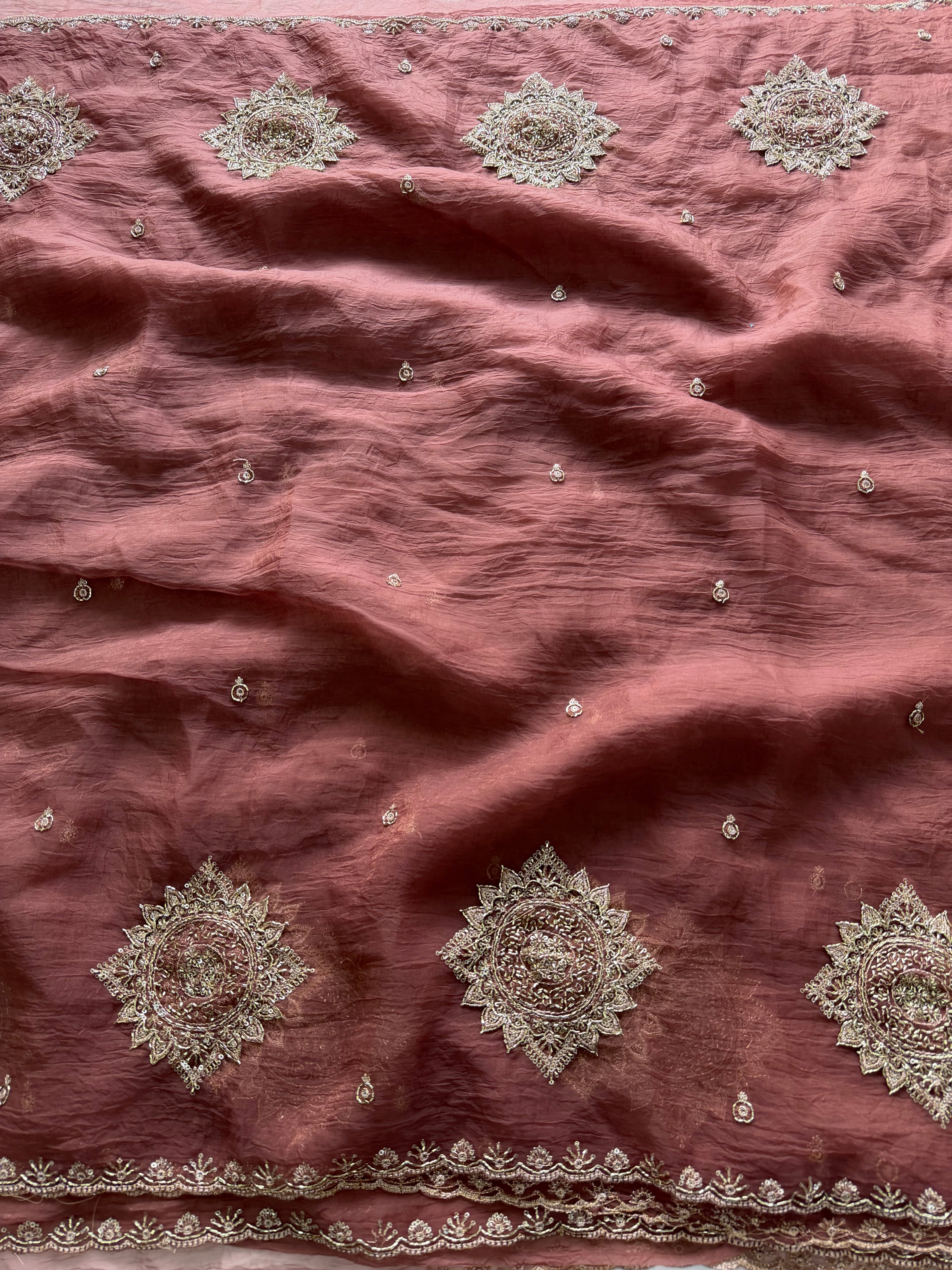Contemporary Festive Wear Chiffon Silk Sequence n Beads Work Fancy Saree With Elegant Blouse Piece
