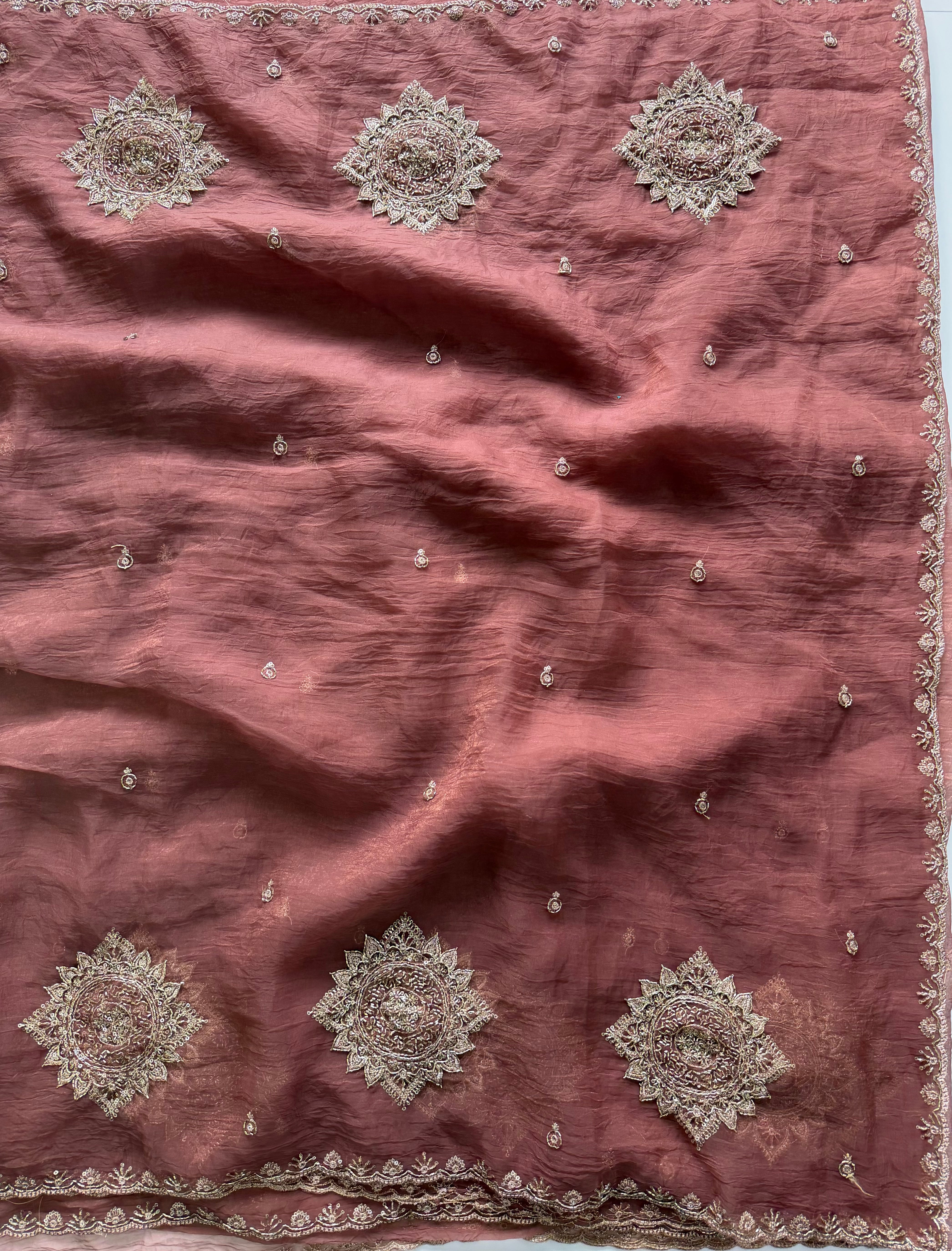 Contemporary Festive Wear Chiffon Silk Sequence n Beads Work Fancy Saree With Elegant Blouse Piece