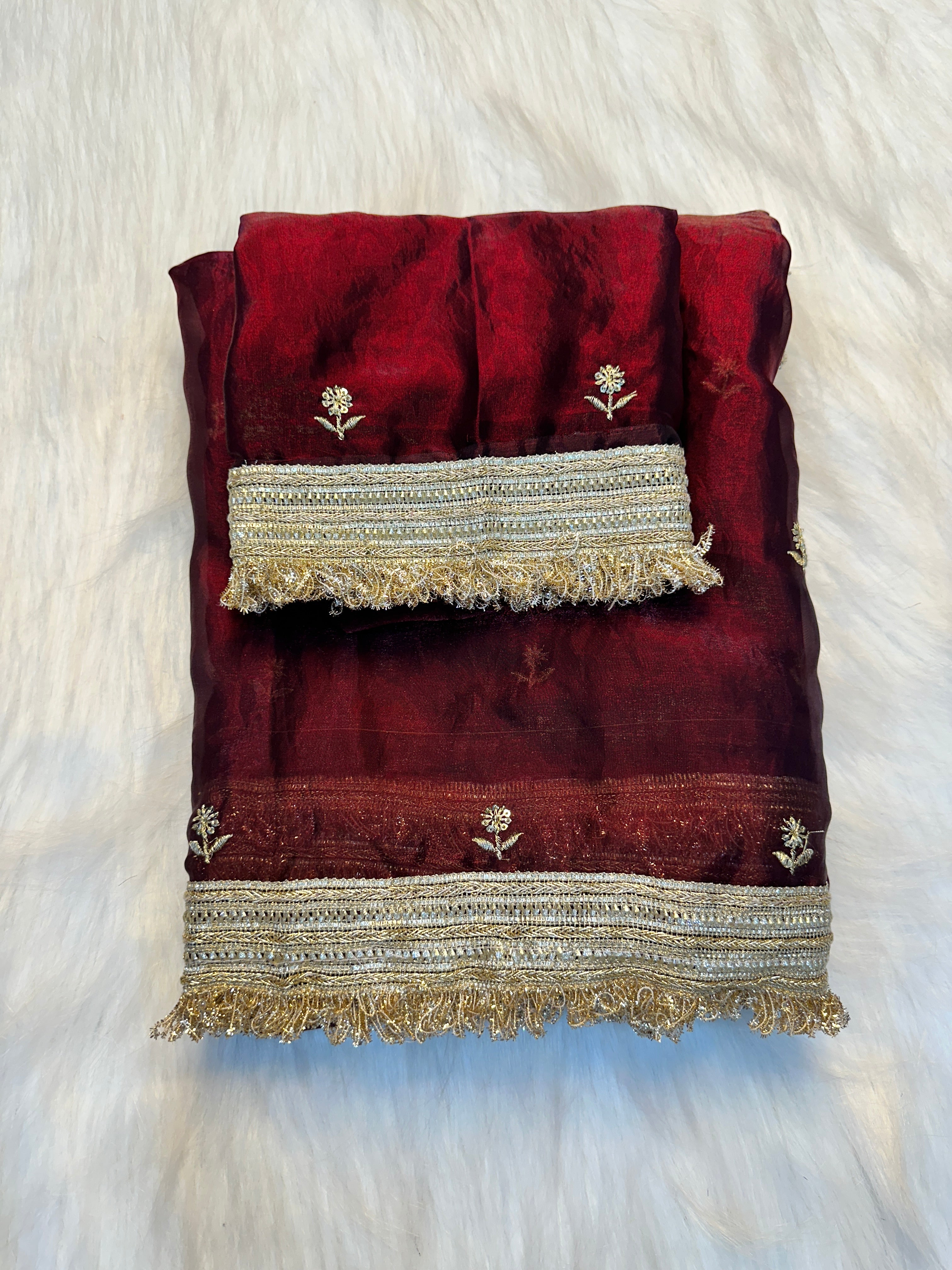 Gratifying Function Wear Satin Silk Embroidery n Sequence Work Saree With Elegant Blouse Piece