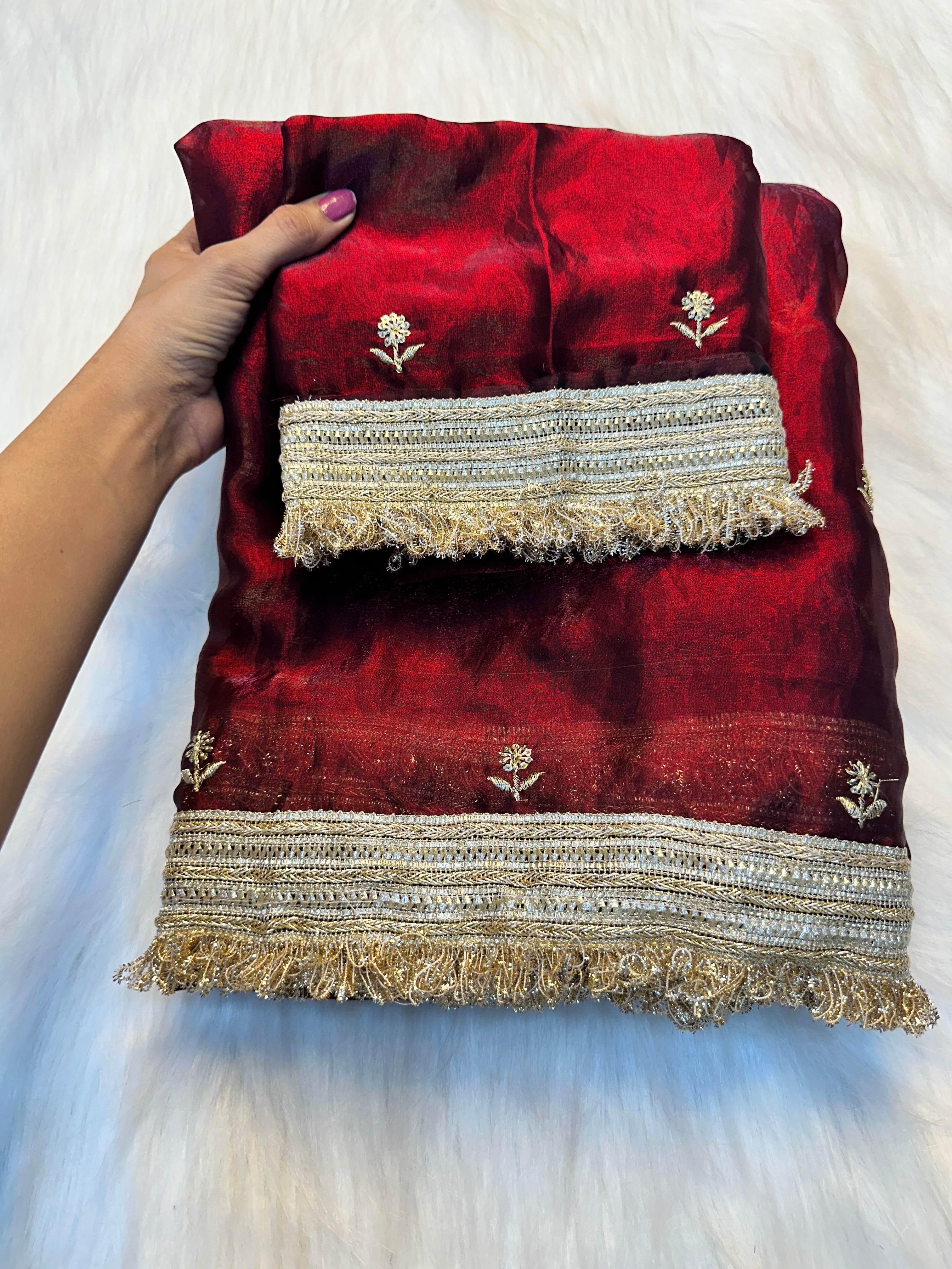 Gratifying Function Wear Satin Silk Embroidery n Sequence Work Saree With Elegant Blouse Piece