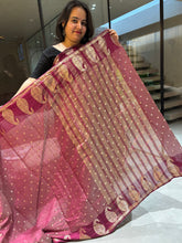 Load image into Gallery viewer, Graceful Party Wear Soft Tussar Silk Jacquard Zari Work Border Fancy Designer Saree For Wedding

