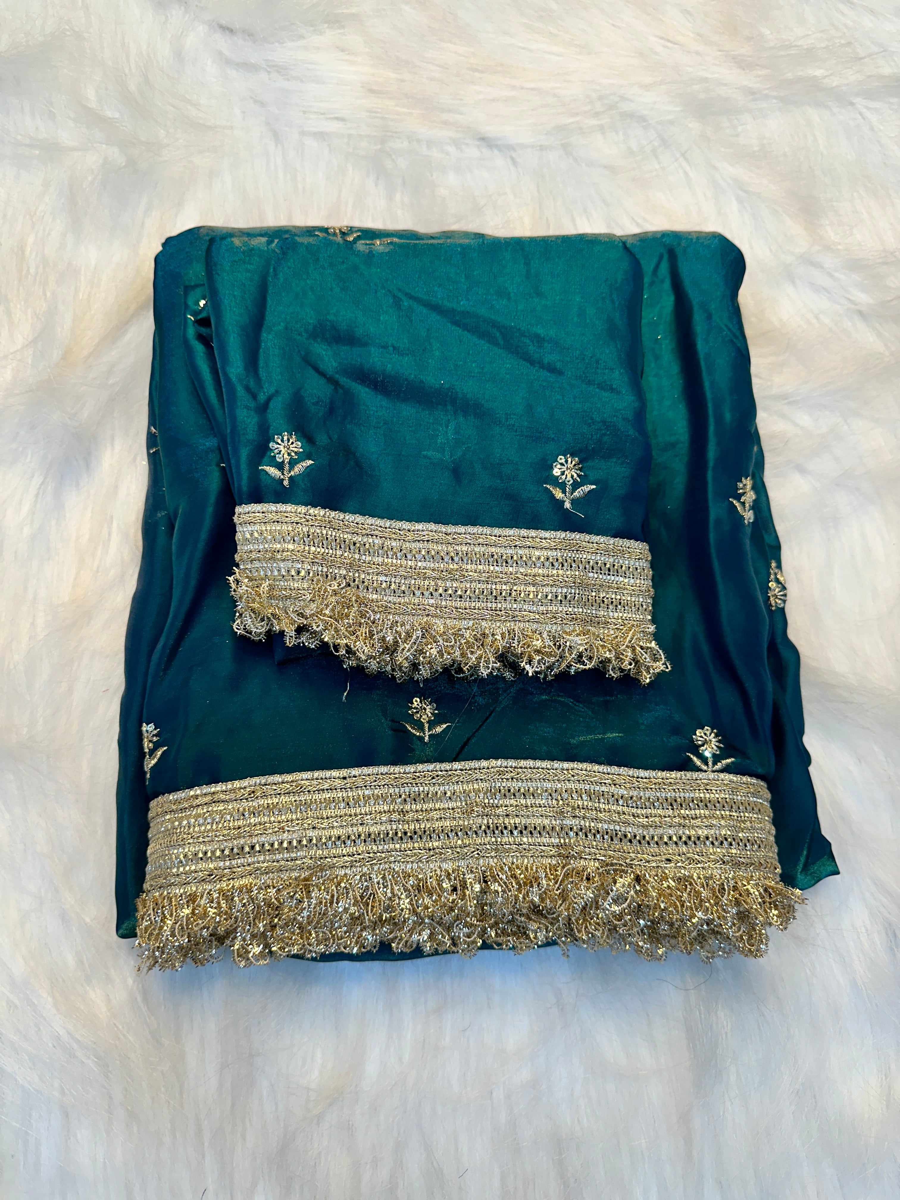 Gratifying Function Wear Satin Silk Embroidery n Sequence Work Saree With Elegant Blouse Piece
