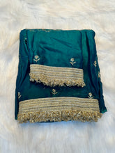 Load image into Gallery viewer, Gratifying Function Wear Satin Silk Embroidery n Sequence Work Saree With Elegant Blouse Piece
