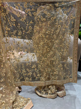 Load image into Gallery viewer, New Partywear Golden Color Soft Net Heavy Embroidered Work Fancy Designer Saree
