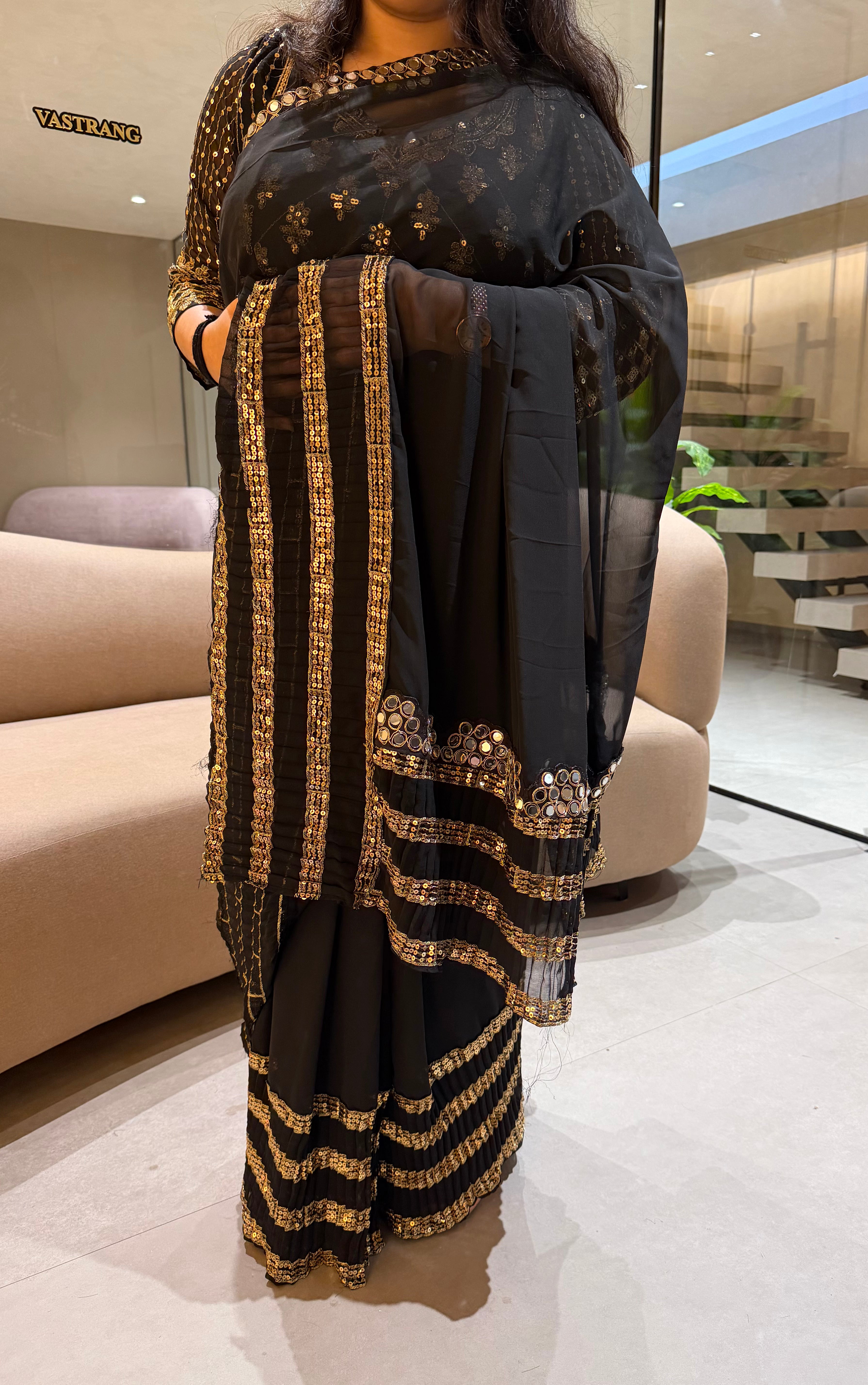 Blossom Wedding Wear Georgette Multi Embroidery n Sequence Work Fancy Saree With Unstitched Blouse Piece 0 Reviews